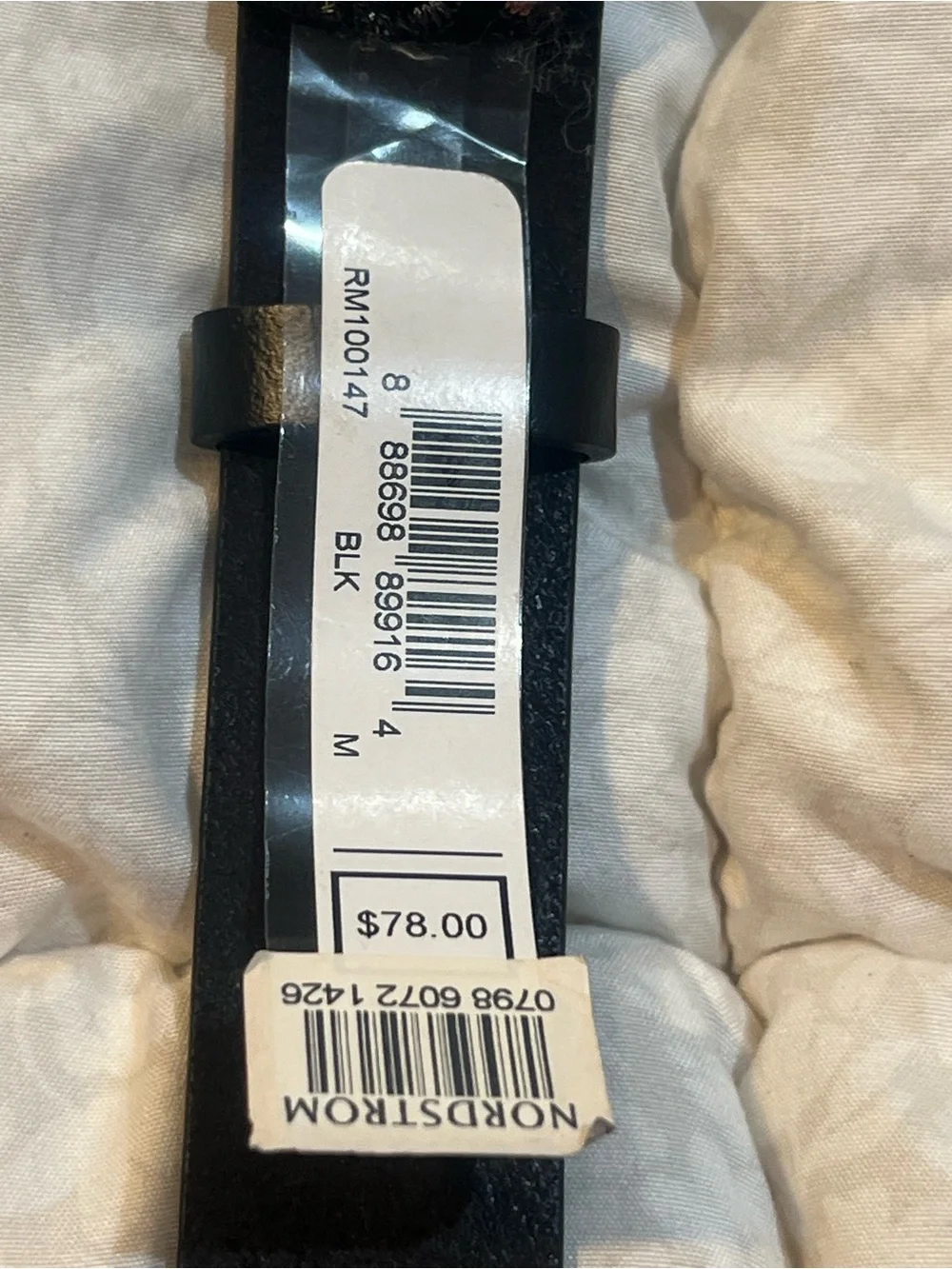 Nordstrom Black Floral Embroidered Belt with Silver Ring Buckle
